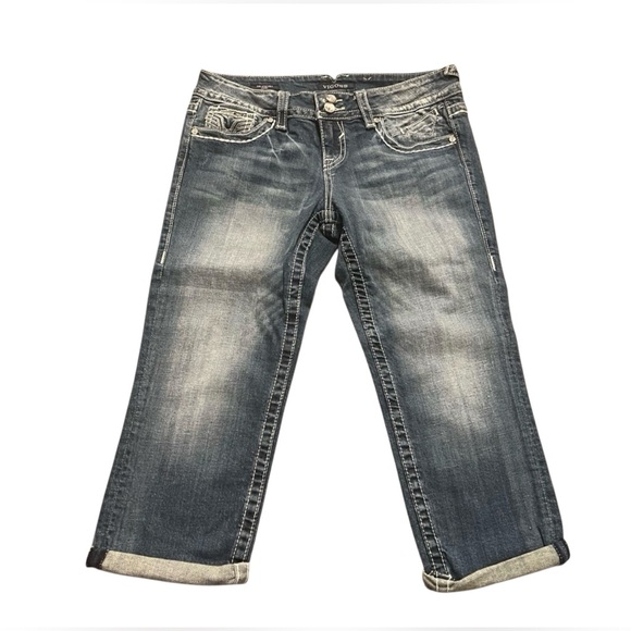 Vigoss Blue Ankle Cropped Jeans with Vintage Wash - Picture 3 of 9